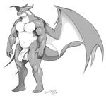  anthro balls big_balls big_penis cetacean dragon flaccid greyscale horn humanoid_penis hybrid male mammal marine monochrome musclegut muscular nipples nude orca penis revadiehard solo standing uncut vein whale wings 