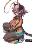  ahoge animal_ears ass black_legwear breasts brown_hair cat_ears cat_tail jacket large_breasts orange_eyes original shorts smile solo squatting tail yagatake_arashi yana_(nekoarashi) 