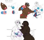  2017 anthro bear belly big_breasts big_butt black_hair blood boxer_(disambiguation) boxing_gloves breasts brown_fur bruised butt female fight fur green_eyes hair hellbridge invalid_tag mammal muscular muscular_female nipples nude polar_bear pubes punch pussy russia slightly_chubby sweat teeth united_states_of_america white_fur white_hair 