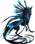  2015 alpha_channel ambiguous_gender black_fur blue_eyes blue_feathers canine feathers feral fur hybrid mammal simple_background solo standing tatchit transparent_background 