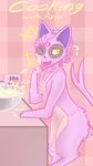  &lt;3 2017 apron aria_the_espeon batter checkered_background clothing cooking digital_media_(artwork) eeveelution english_text espeon exotic_pupils female mammal nintendo one_eye_closed open_mouth pattern_background pok&eacute;mon ponytail rymherdier semi-anthro simple_background smile solo text video_games 