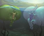  anthro balls big_butt big_penis blurred_background breath_holding butt crocodile crocodilian dragon duo floating horn huge_butt hyper hyper_butt male male/male partially_submerged penis reptile scalie silver_(silversketch) silversketch stone_(sinkingstone) thick_thighs underwater water wide_hips 
