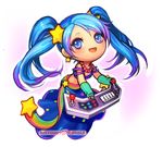  blue_eyes blue_hair blush keyboards league_of_legends long_hair smiel sona_(league_of_legends) twintails 