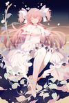  closed_eyes edel_(qi--yu) gradient gradient_background kaname_madoka long_hair mahou_shoujo_madoka_magica pink_hair pink_legwear shoes solo two_side_up ultimate_madoka winged_shoes wings 