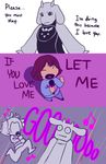  ambiguous_gender anthro caprine clothed clothing comic dialogue english_text eyes_closed female floppy_ears footwear goat hair hi_res horn human humor ifunny long_ears looking_down looking_up mammal meme microphone open_mouth pants protagonist_(undertale) shoes singing song standing text tongue toriel undertale unknown_artist video_games yelling 