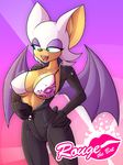  2017 absurd_res anthro bat blue_eyes bodysuit breasts clothing eyeshadow female hair half-closed_eyes hi_res makeup mammal marik_azemus34 membranous_wings open_mouth rouge_the_bat skinsuit solo sonic_(series) tight_clothing unzipped white_hair wings 