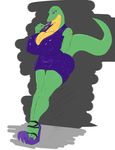  angrypotato96 anthro big_breasts breasts cleavage clothed clothing female huge_breasts lipstick makeup nipple_bulge reptile scalie snake solo standing tight_clothing 