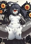  2017 anus black_hair breasts cyclops female gazer gazer_(mamono_girl_lover) grey_skin hair humanoid looking_at_viewer lying nipples nude on_back pussy red_eyes simple_background solo spread_legs spreading vins-mousseux yellow_sclera 