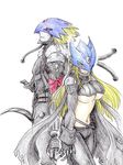  1boy 1girl bandai beelzebumon bellestarrmon blonde_hair breasts demon digimon female helmet large_breasts long_hair red_eyes seven_great_demon_lords short_hair solo tail 