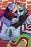  2017 anthro anthrofied atane27 breasts clothed clothing equine feathered_wings feathers female friendship_is_magic hair hi_res looking_at_viewer mammal multicolored_hair my_little_pony pegasus pussy rainbow_dash_(mlp) rainbow_hair solo spread_pussy spreading wings 