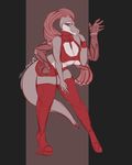  2017 android anthro bent_over big_breasts breasts cleavage clothed clothing collar digital_media_(artwork) dreadlocks female hair legwear long_hair looking_at_viewer machine melion_(beyxer) monochrome multi_arm multi_limb nipple_bulge open_mouth reptile robot rubber scalie simple_background skimpy solo standing teasing thick_thighs thigh_highs tifadoesart tight_clothing trenco under_boob 