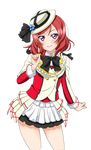  artist_request bangs blush bow frilled_skirt frills hat looking_at_viewer love_live! love_live!_school_idol_festival love_live!_school_idol_festival_after_school_activity love_live!_school_idol_project nishikino_maki official_art parted_bangs purple_eyes red_hair short_hair skirt smile solo sore_wa_bokutachi_no_kiseki transparent_background uniform 