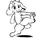  black_and_white bottomless bow cave_story chaco clothed clothing dacad featureless_crotch female lagomorph long_ears mammal mimiga monochrome pawpads raised_leg smile solo video_games 