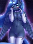  2017 absurd_res anthro anthrofied areola armwear blush breasts clothing equine feathered_wings feathers female friendship_is_magic hair hi_res horn legwear long_hair looking_at_viewer mammal my_little_pony navel nipples princess_luna_(mlp) pussy solo twistedscarlett60 winged_unicorn wings 