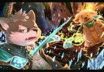  &gt;_&lt; 2017 anthro bearp_(artist) canine clothed clothing cusith dog holding_object katana kemono looking_at_viewer male mammal melee_weapon moritaka scar scarf slightly_chubby standing sword tokyo_afterschool_summoners weapon 