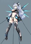  bdsm black_heart blue_eyes bondage bound breasts cleavage jyu_ichi large_breasts long_hair looking_at_viewer navel neptune_(series) nipples restrained solo spread_legs symbol-shaped_pupils torn_clothes twintails very_long_hair white_hair 