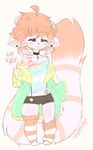  2017 anthro blush canine clothed clothing collar digital_media_(artwork) ear_piercing fan_character fur girly hair invalid_color looking_at_viewer male mammal opal piercing raccoon simple_background solo sugahcoated thezelegz 
