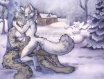  anthro anus arctic_fox black_nose breasts cabin canid canine cum day digitigrade duo erection eyes_closed felid female fox fur inner_ear_fluff kneeling looking_down male male/female mammal neck_tuft nude outside pantherine pawpads penis pink_nose rosettes ruaidri sex side_boob sitting snow snow_leopard tree tuft white_fur winter yellow_eyes 