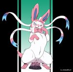  barefoot blue_eyes blush bow canine cum cum_on_dildo cute dildo drooling eeveelution female feral fur gillpanda hi_res hind_legs long_ears mammal nintendo nude one_eye_closed open_mouth penetration pok&eacute;mon ribbons saliva sex_toy sharp_teeth smile solo standing sylveon teeth thick_thighs tongue tongue_out vaginal vaginal_penetration video_games 