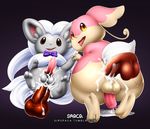  anal anal_penetration animal_genitalia animal_penis audino backsack balls bow_tie canine_penis cinccino cum cum_in_ass cum_inside cum_while_penetrated disembodied_penis duo_focus girly group male male/male nintendo not_furry parallel_sex penetration penis pok&eacute;mon simple_background spaca video_games 