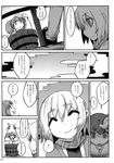  2girls arm_warmers beard bow bucket comic dress facial_hair greyscale hair_bobbles hair_bow hair_bun hair_ornament hakika highres kisume kurodani_yamame mask mizuhashi_parsee monochrome multiple_girls mustache page_number pointy_ears puppet scarf skirt touhou translated two_side_up unzan 