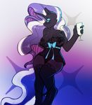  2014 anthro anthrofied avante92 beverage big_breasts breasts clothing equine eyeshadow female friendship_is_magic glass hair hi_res holding_glass holding_object horn legwear lingerie long_hair looking_at_viewer makeup mammal multicolored_hair my_little_pony nightmare_rarity_(idw) nipples pussy rarity_(mlp) smile solo stockings thick_thighs two_tone_hair underwear unicorn voluptuous wide_hips 