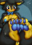  2017 4_toes absurd_res anthro areola barefoot big_breasts black_fur black_nose blue_eyes blue_nipples blue_paws blue_pussy blush bow_tie breasts butt canine claws cutie_fx. digital_media_(artwork) e-01 erect_nipples feet female foot_fetish foot_focus fox fur hair hi_res looking_at_viewer mammal multicolored_fur nipples nude pawpads paws pussy simple_background smile soles solo toe_claws toes two_tone_fur yellow_fur 