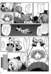  bow bucket comic dress greyscale hair_bobbles hair_bow hair_bun hair_ornament hakika highres kisume kurodani_yamame mizuhashi_parsee monochrome multiple_girls page_number pointy_ears puppet sash touhou translated two_side_up 