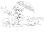  2017 anthro beach clothing digital_media_(artwork) dragon eloise_(t3gray) eyewear female fur furred_dragon glasses seaside sketch solo swimsuit t3gray umbrella 