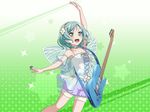  bang_dream! blue_eyes blue_hair blush dress fairy guitar happy hikawa_hina short_hair wings 