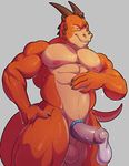  anthro balls big_balls big_penis cock_ring condom dragon erection filled_condom knuxlight male mammal muscular muscular_male nude penis scalie solo sweat western_dragon wet 