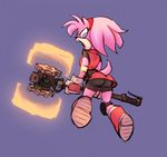  amy_rose anthro bigdad butt clothed clothing female gloves hair hammer hedgehog mammal mobian_(species) simple_background solo sonic_(series) tools weapon 