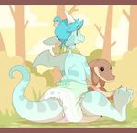  anthro blue_hair cuddlehooves diaper dragon hair horn male plushie sitting solo wings 