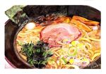  colored_pencil_(medium) food food_request meat mojacookie no_humans noodles original plate traditional_media vegetable white_background 