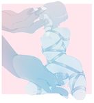  bdsm blue_diamond_(steven_universe) blue_pearl_(steven_universe) blue_skin bondage bound bound_wrists breasts finger_to_mouth fingering giantess hair_over_face kneeling kokobuttz pussy_juice saliva small_breasts 