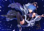  1girl aqua_(kingdom_hearts) blue_eyes blue_hair breasts detached_sleeves fingerless_gloves gloves keyblade kingdom_hearts_birth_by_sleep short_hair 