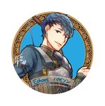  black_hair blue_eyes blue_hair bow_(weapon) copyright_name fire_emblem fire_emblem_echoes:_mou_hitori_no_eiyuuou male_focus multicolored_hair open_mouth paison simple_background solo two-tone_hair weapon white_background yukimiyuki 