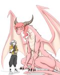  2015 anthro blush dragon duo female hi_res human lightning male mammal scalie size_difference smaller_human square_enix thatweirdguyjosh transformation video_games 