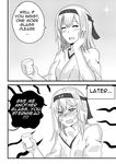  ^_^ anger_vein closed_eyes comic cup drie drinking_glass drunk english greyscale hand_on_own_cheek headband japanese_clothes kantai_collection left-to-right_manga long_hair loose_clothes monochrome shoukaku_(kantai_collection) sweatdrop wavy_mouth 