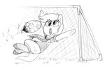  ball clothing derp_eyes derpy_hooves_(mlp) equine female football_(disambiguation) friendship_is_magic goal_keeper goalie goalkeeper horse mammal mcsweezy monochrome my_little_pony pony scarf soccer soccer_ball solo sport whydomenhavenipples 