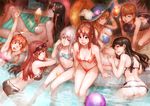  :d all_fours animal_ears arm_support arm_up ass barefoot bikini bikini_skirt black_bikini black_hair blonde_hair blue_bikini blue_hat braid breasts brown_eyes brown_hair closed_eyes collarbone competition_swimsuit covered_nipples dark_skin earrings eyewear_on_head food hair_ribbon hand_in_hair hat highres horns ice_cream innertube jewelry large_breasts long_hair looking_at_viewer lying medium_breasts multiple_girls navel on_back one-piece_swimsuit oni_horns open_mouth orange_hair original pink_bikini_top pointy_ears ponytail red_bikini red_eyes red_ribbon ribbon sasagawa_(haikaiki) see-through shiny shiny_skin short_hair sideboob silver_hair sitting small_breasts smile soaking_feet sun_hat sunglasses swimsuit twin_braids wet white_bikini 