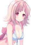  bad_id bad_pixiv_id blue_bikini_top breasts cleavage collarbone danganronpa eyebrows_visible_through_hair front-tie_top light_brown_hair looking_at_viewer medium_breasts nanami_chiaki parted_lips red_eyes simple_background solo super_danganronpa_2 suzumori_uina white_background 