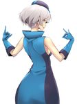 bob_cut elevator_attendant elevator_girl elizabeth_(persona) gloves hat highres looking_at_viewer looking_back persona persona_3 persona_4:_the_ultimate_in_mayonaka_arena rdc7229 short_hair silver_hair simple_background solo uniform white_background yellow_eyes 