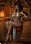  animal_ears anklet armlet artist_name bangs barefoot black_hair bracelet breasts brown_eyes cleavage commentary dark_skin egyptian eye_of_horus facial_tattoo felox08 gorget hair_tubes jackal_ears jewelry large_breasts lips long_hair navel overwatch pelvic_curtain pharah_(overwatch) ring side_braids sitting slingshot_swimsuit smile solo swept_bangs swimsuit tattoo throne thumb_ring toe_ring toes toned 