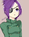  breasts chrome_dokuro eyepatch highres katekyo_hitman_reborn! purple_eyes purple_hair rosette_(roze-ko) short_hair small_breasts solo 