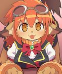  blush canine class_of_heroes clothed clothing cute dagasi dress dwarf_(coh) eyewear female footwear fur goggles hair hi_res looking_at_viewer mammal orange_eyes orange_hair ribbons shoes tagme tan_fur tongue tongue_out 