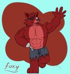  abs anthro canine clothed clothing five_nights_at_freddy&#039;s fox foxy_(fnaf) mammal muscular nipples pants pecs terrykurosu topless video_games 