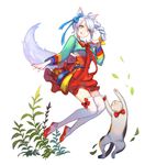  animal_ears ask_(dreaming_cat) japanese_clothes kitsune neko thighhighs 