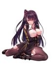  breast_hold cleavage girls_frontline honey_yun pantyhose torn_clothes wa2000_(girls_frontline) 