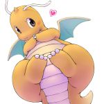  &lt;3 belly blush dragonite featureless_crotch feral looking_at_viewer lying nintendo pok&eacute;mon pok&eacute;mon_(species) simple_background solo video_games white_background wings ビビリ 
